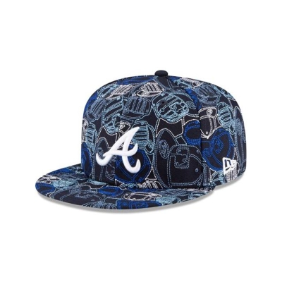 Blue Atlanta Braves Hat - New Era MLB Caps Chaos 59FIFTY Fitted Caps USA3542870